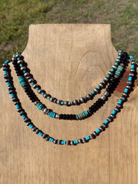Turquoise/Black Onyx Navajo Pearls