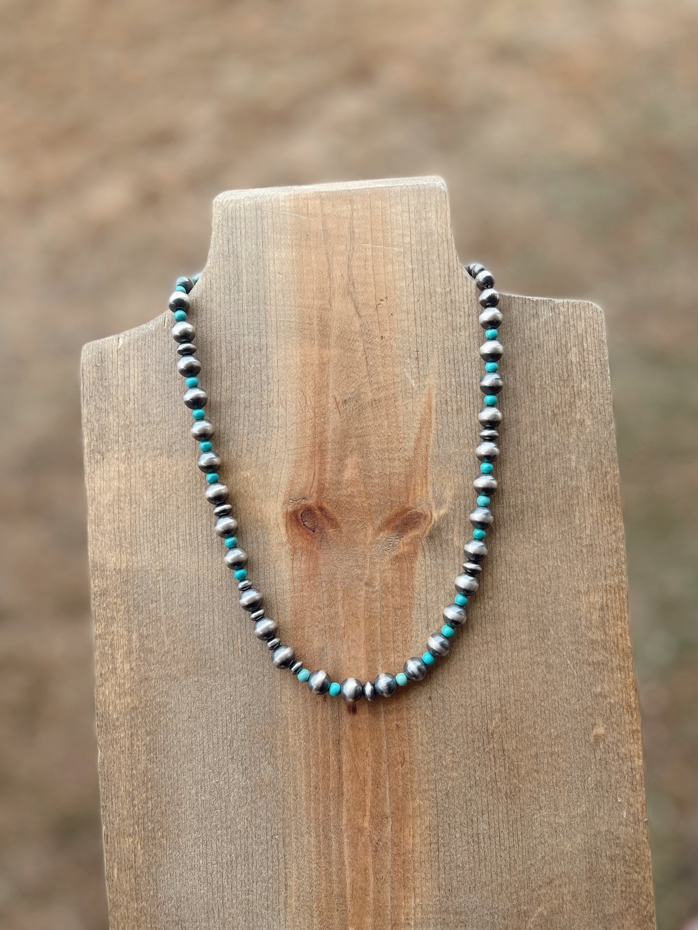 18” Turquoise + Pearl Necklace