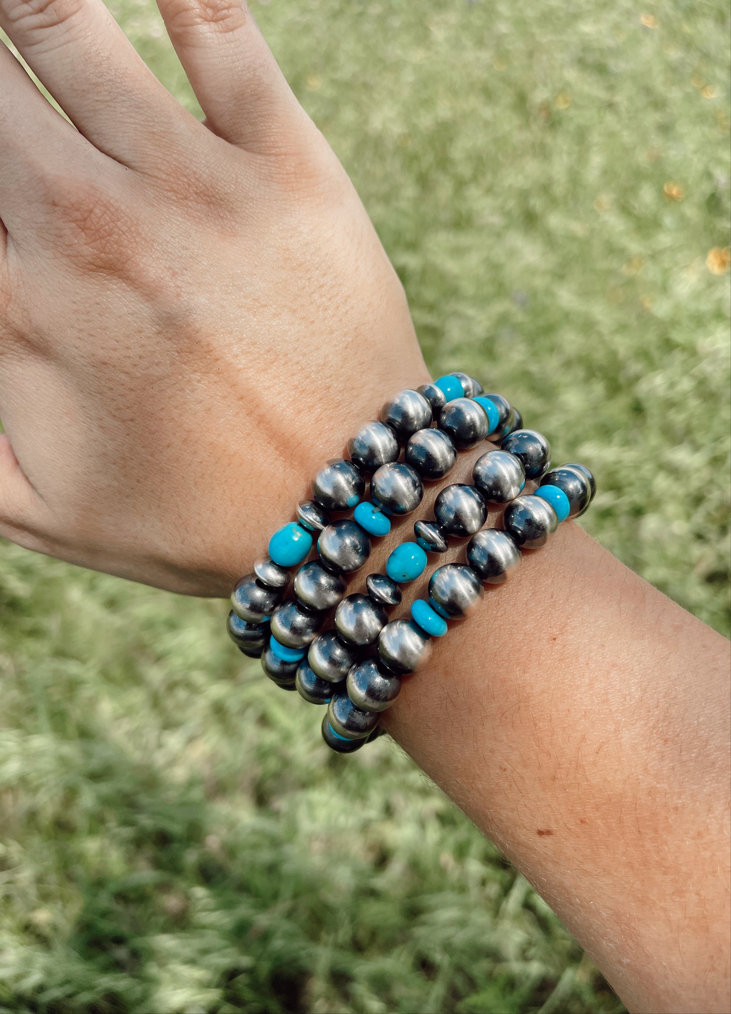 Turquoise + Pearl Stretch Bracelets